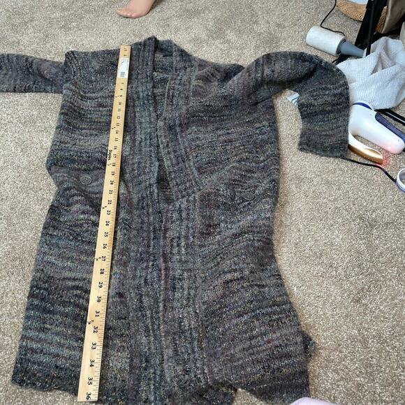 Prana Sabina Marled Yarn Duster Sweater Wool Blend Pockets Open Cardigan SZ M - Picture 11 of 12